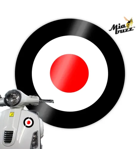 Black White and Red 100 mm Round Decal Badge