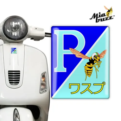 P for Performance Front Badge wasupu Wasp Mia Buzz 3D Resin Dome Emblem for Vespa Models Aqua Blue Japanese Edition