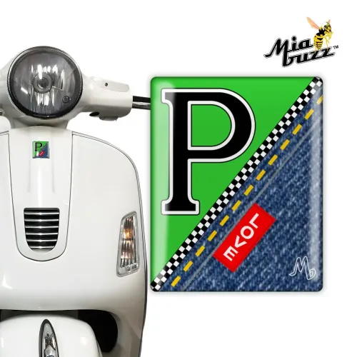 P for Performance Front Badge Green Racing Love Denim Edition Mia Buzz 3D Resin Dome Emblem for Vespa Models
