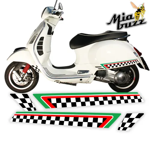 Side Stripes for Vespa GTS GTV Checkered with Italian Flag