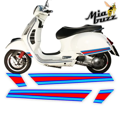 Side Stripes for Vespa GTS GTV Racing Vintage Red Blue