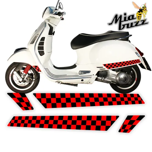 Side Stripes for Vespa GTS GTV Checkered Red Black