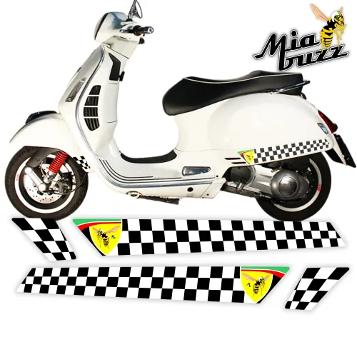 Side Stripes for Vespa GTS GTV Checkered with Buzz Shield