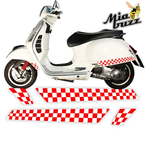 Side Stripes for Vespa GTS GTV Red White Checkered