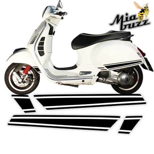 Side Super Sport Stripes for Vespa GTS GTV Black White